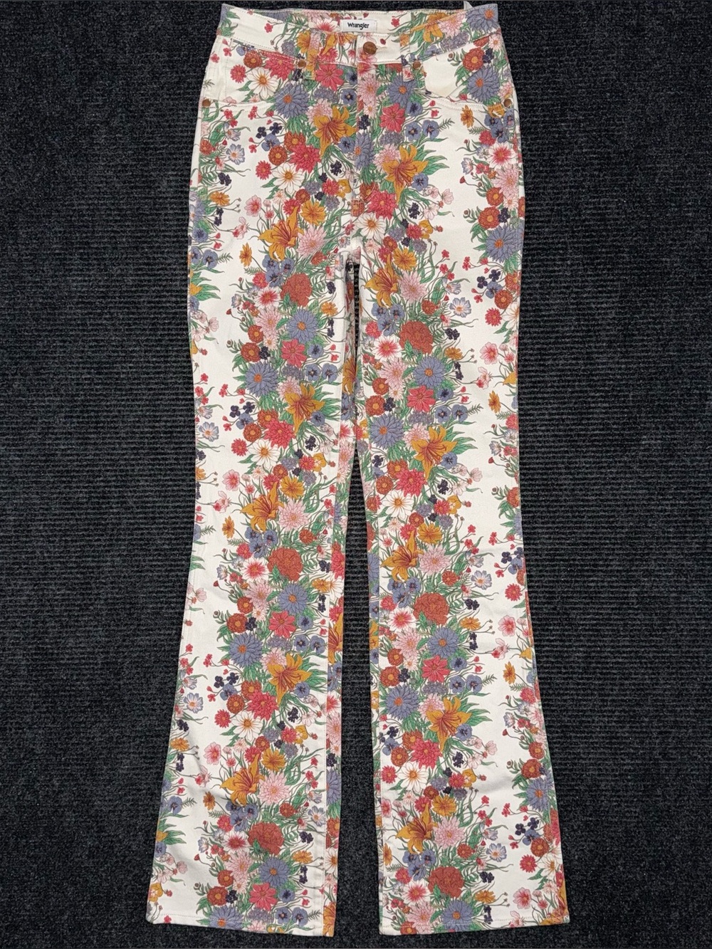 Free People x Wrangler Floral Print High Rise Bootcut Jeans 26 x 34 Western Boho - Picture 2 of 8